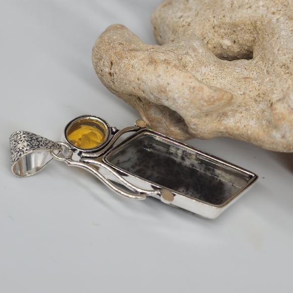 Natural Beautiful Jasper Stone Silver Pendant - Picture 2 of 6